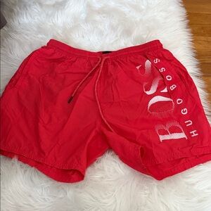 Hugo Boss Bright Red Swim Trunks